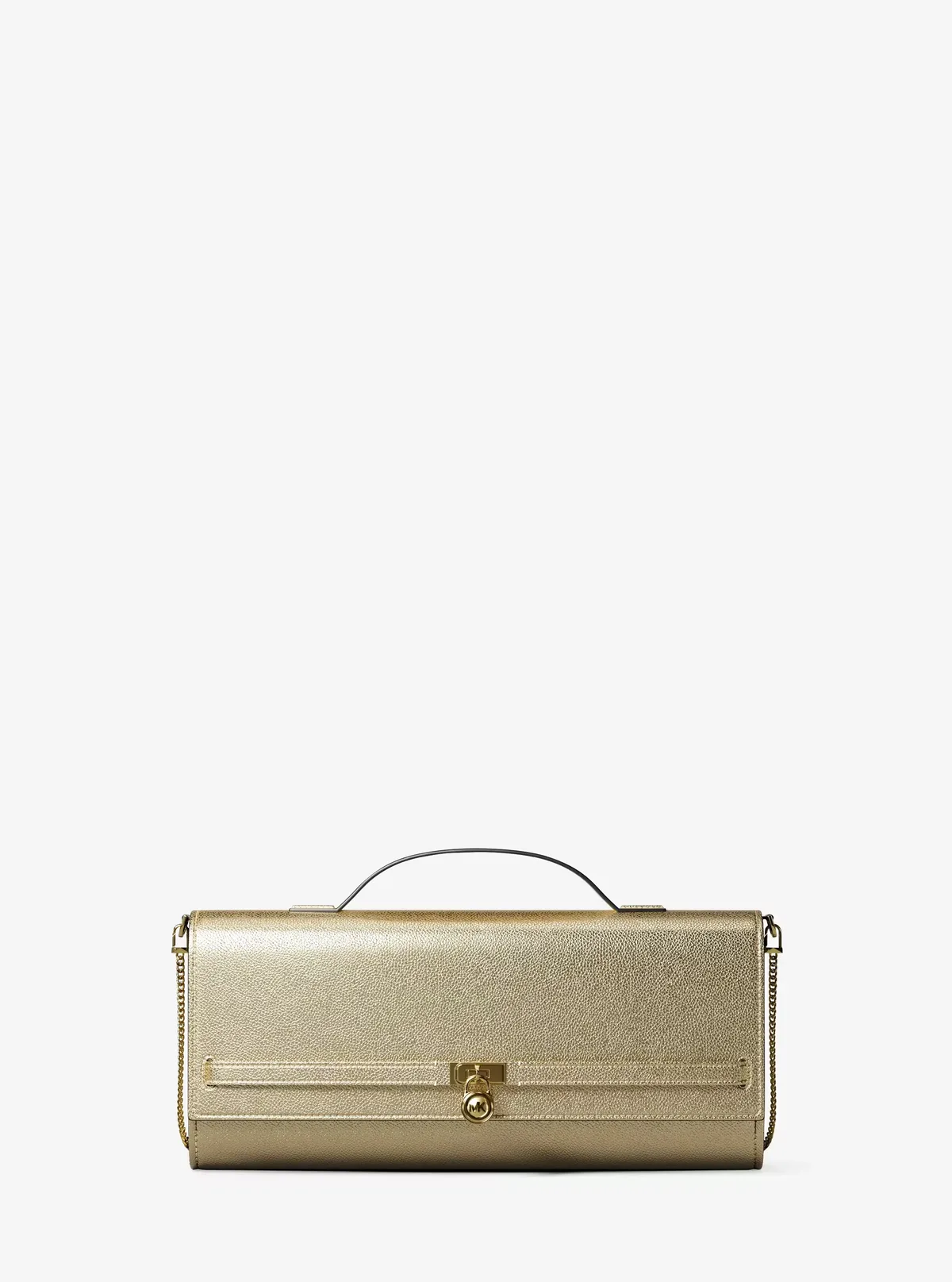 Michael Kors Borsa a spalla convertibile Hamilton Moderne media in pelle metallizzata - Oro