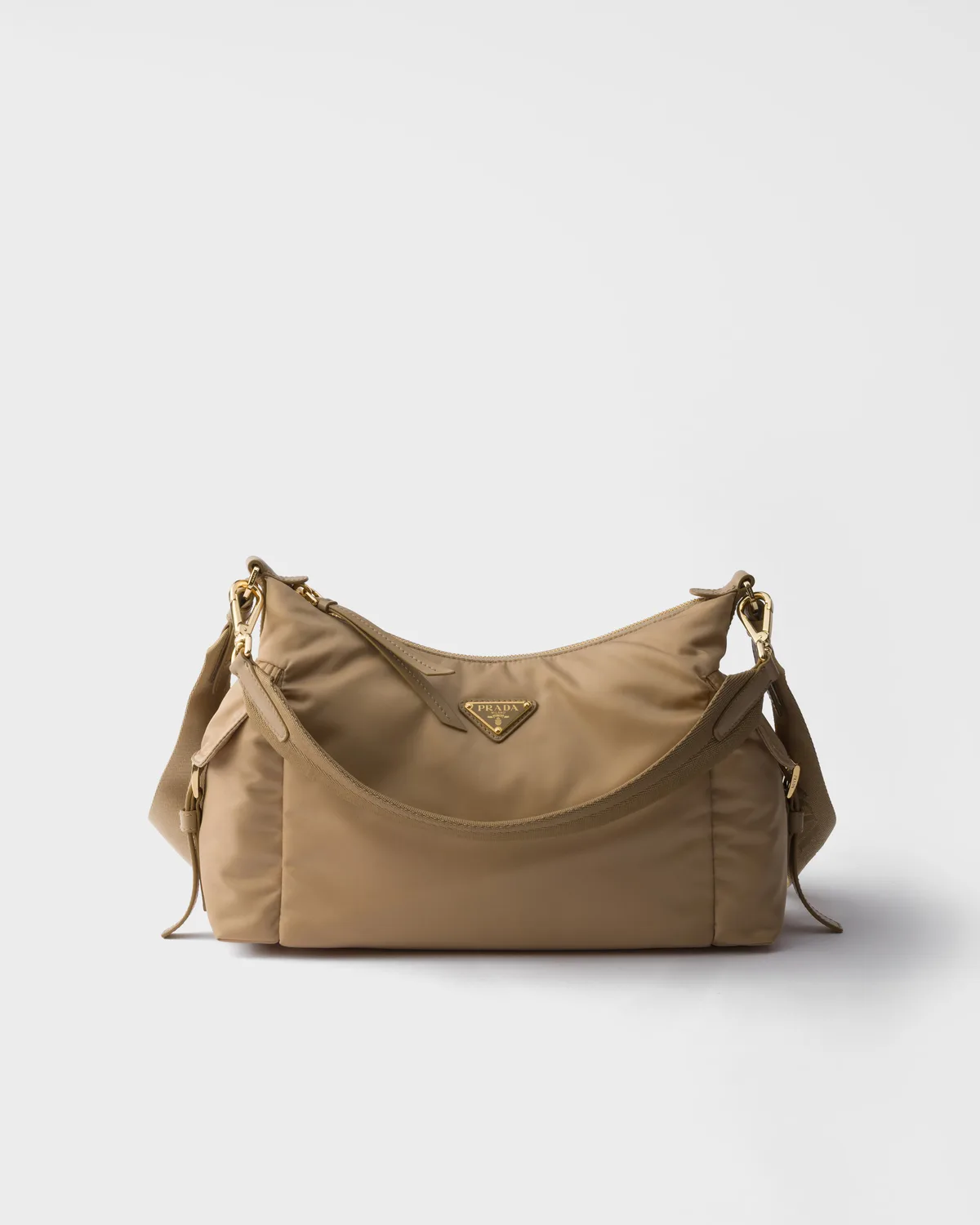 Prada Explore large Re-Nylon and leather bag (Camel Brown)