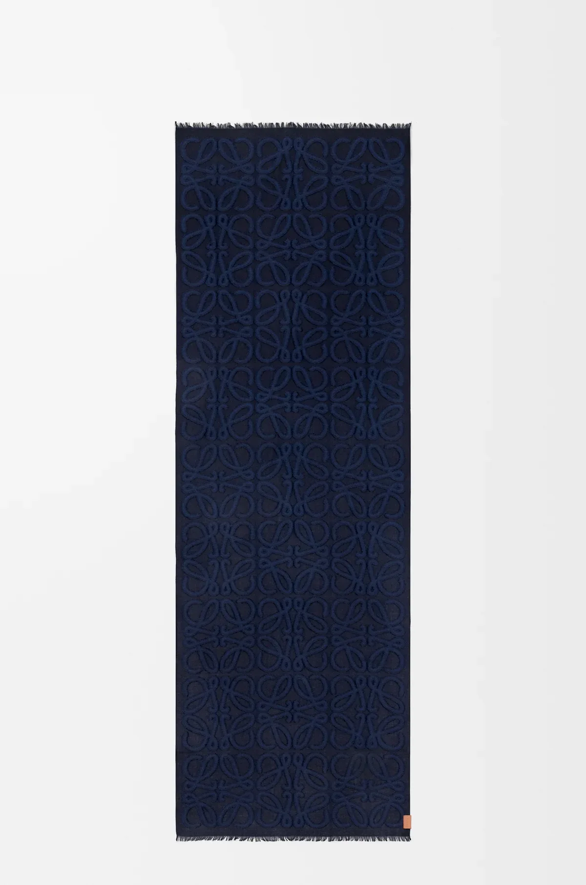Loewe Scarf in Wool, Cotton and Silk Blend (Navy Blue)