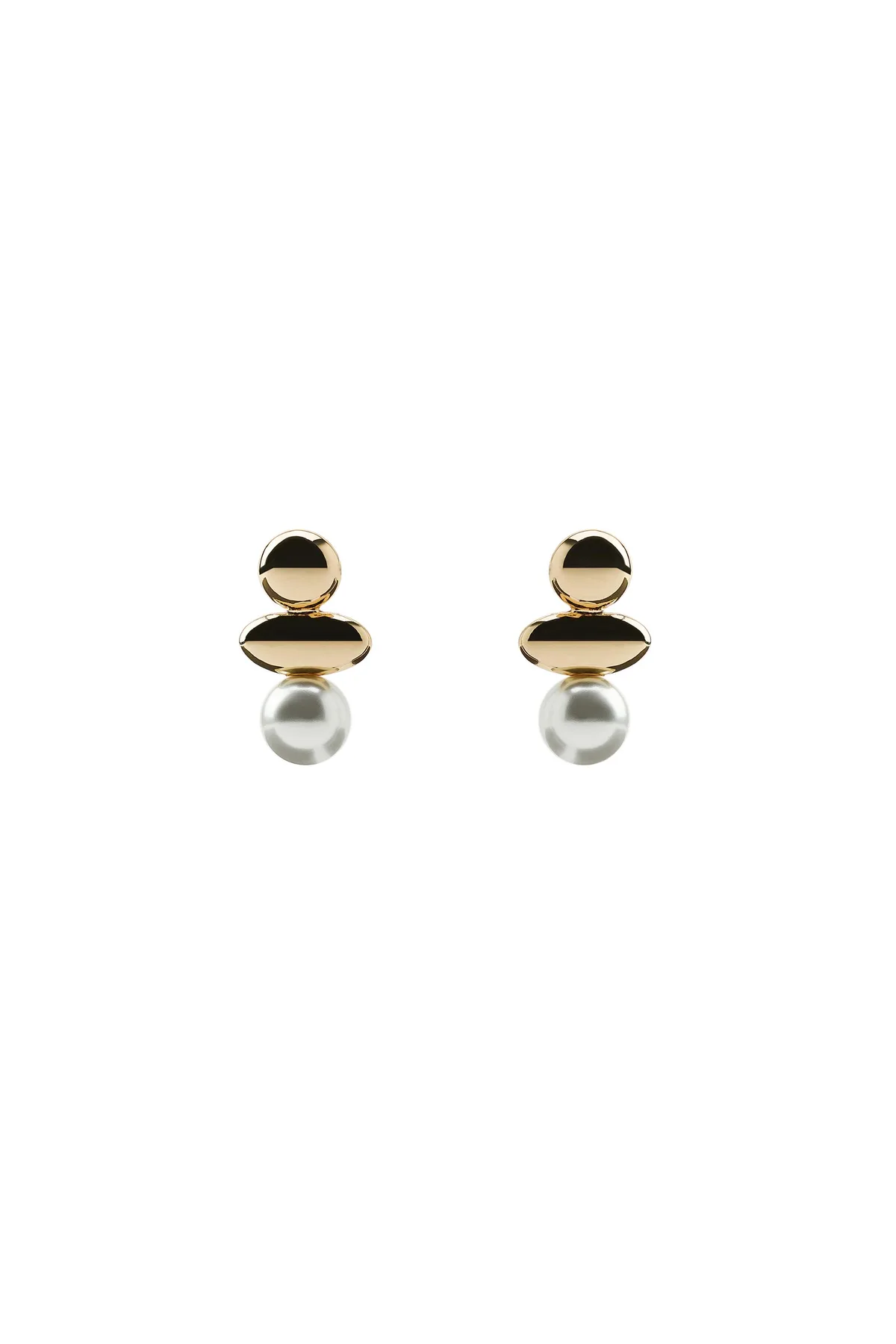 Zara Triple Faux Pearl Metal Earrings