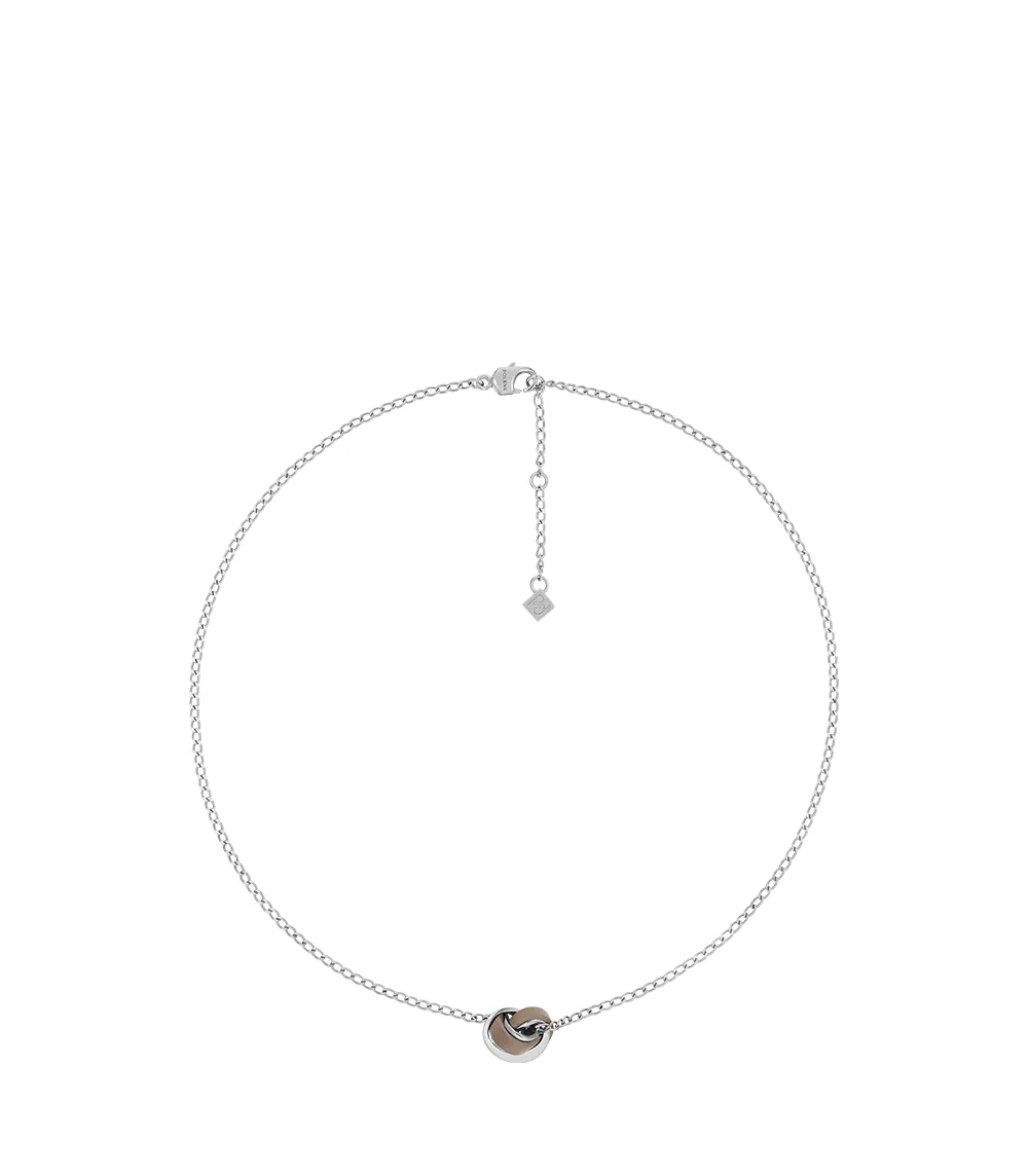 Polene Polène Ormé Necklace (Silver in rhodium with Taupe Leather)